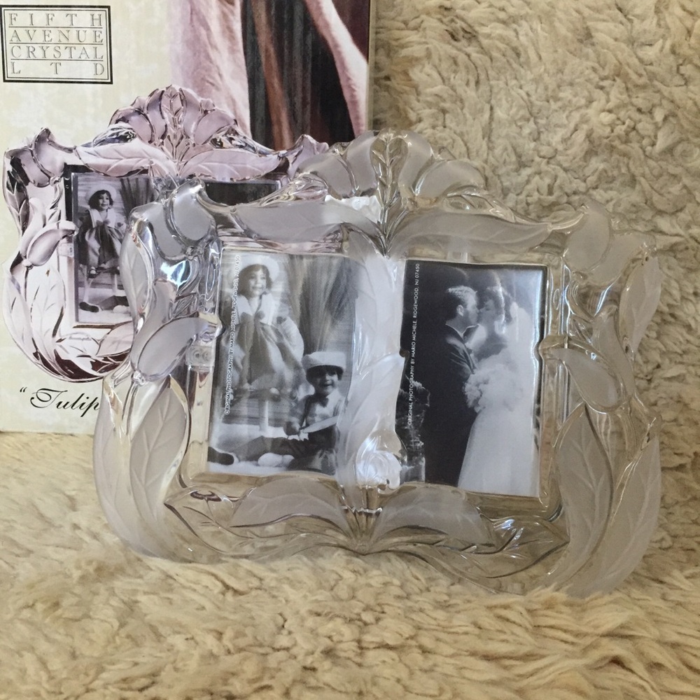 NWT Fifth Avenue Crystal 2 Picture Frame 3x5 photo